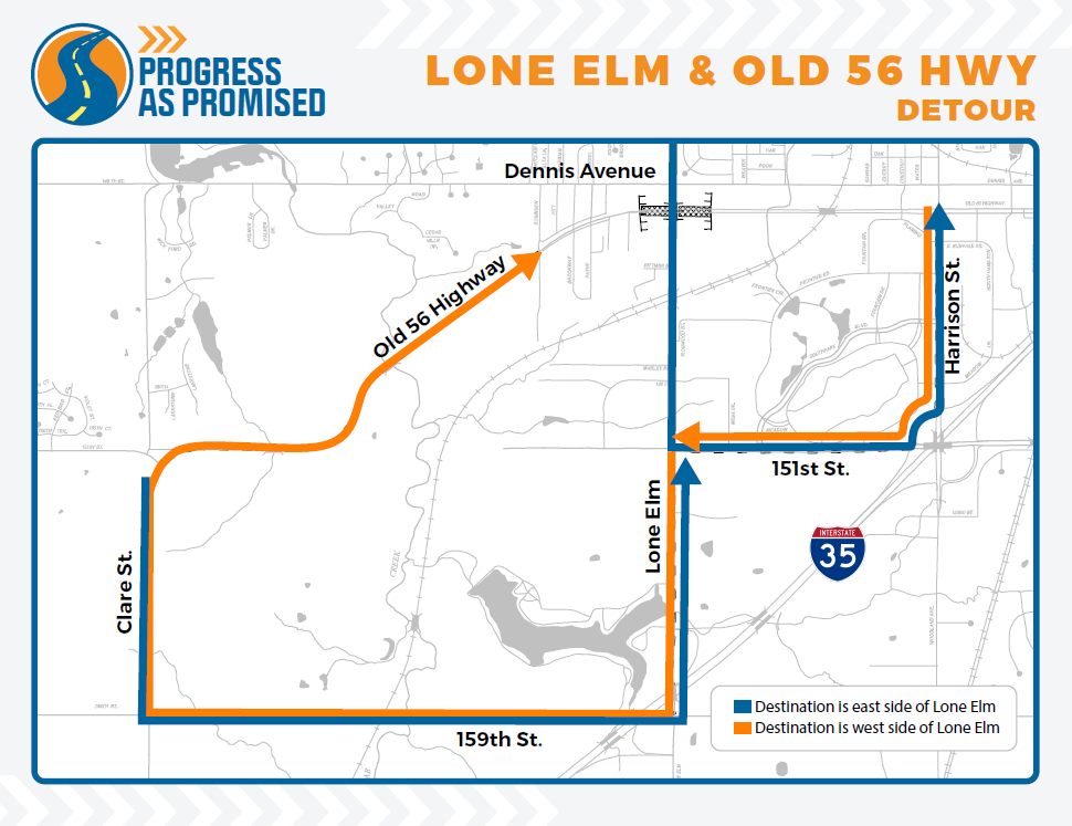 Lone Elm Rd. and Old 56 Detour Map