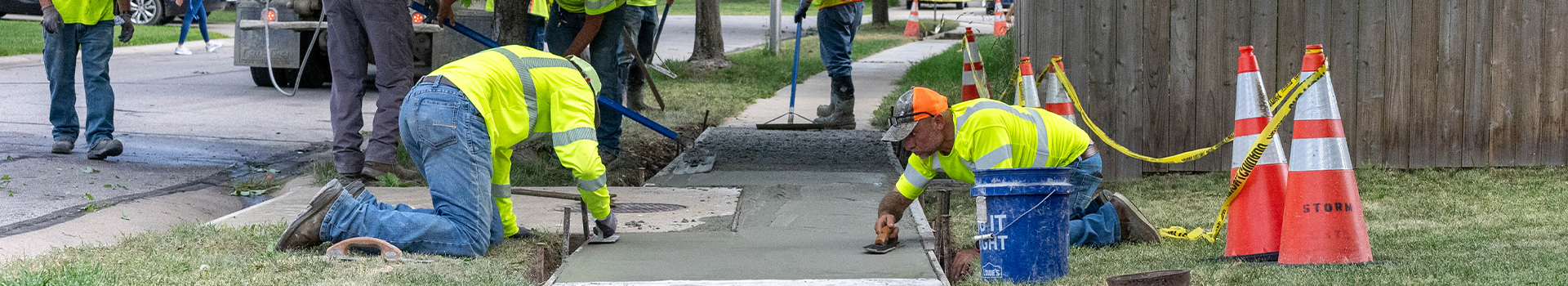 City crews working on a sidewalk replacement