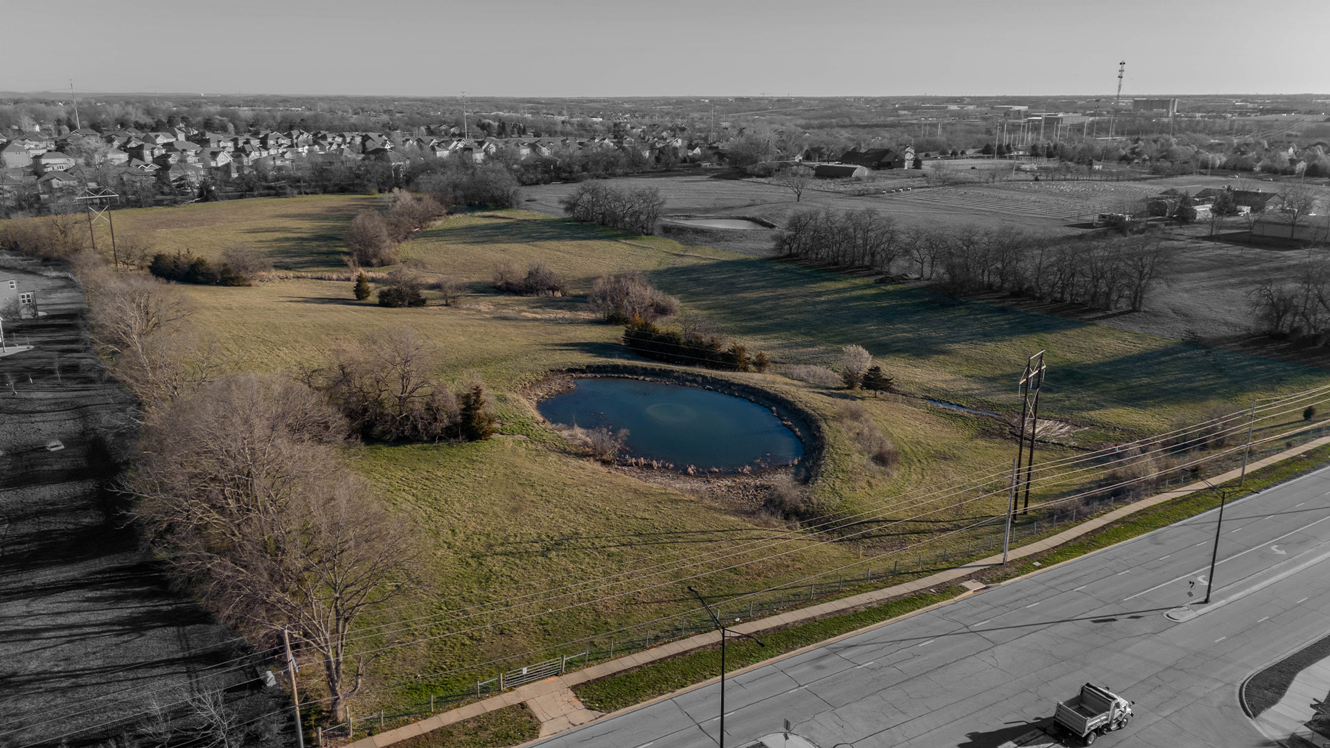 Aerial view of the land planned to be used for Pioneer Park