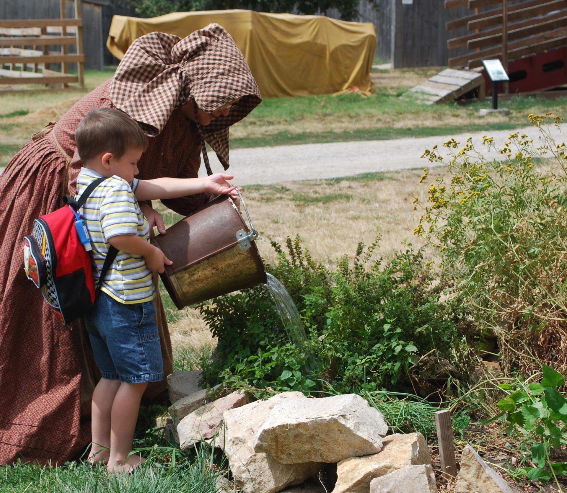 Watering Herb Garden