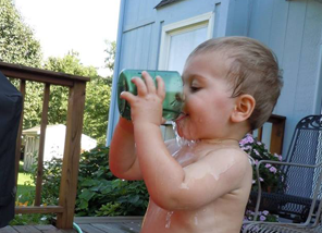 child drinking water