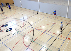 playing pickleball at the community center