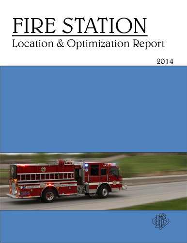 Fire Station Location and Optimization Report cover page showing a fire truck