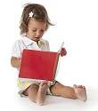 toddler with book