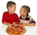 boys eating pizza