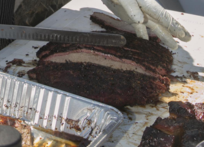 BBQ Brisket is sliced for judging at the Qlathe BBQ Championship